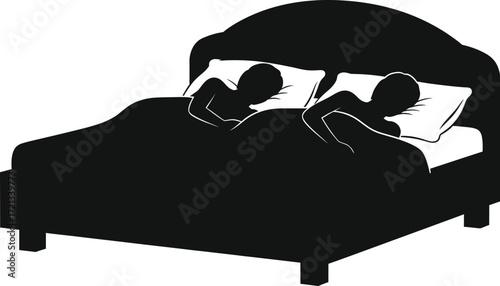 Illustration of couple sleeping bed bedroom night sleep rest relax
