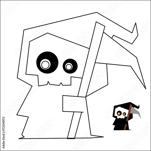 Coloring pages for kids, Halloween. Grim Reaper, Grim Reaper