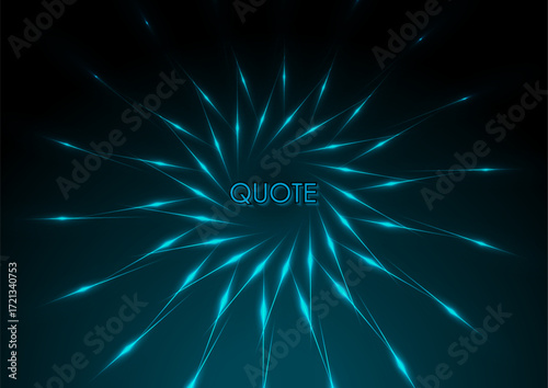 Glowing neon blue star rays lines abstract futuristic tech background. Circular retro laser vector design