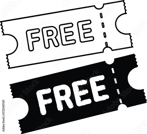 Get free tickets coupon discount voucher promotion vector graphic