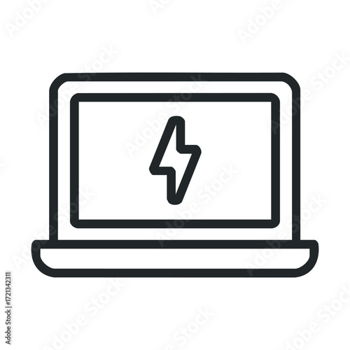 Laptop with lightning symbol representing technology and energy use