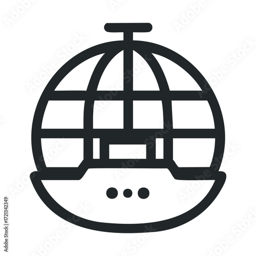 Modern globe design with ship silhouette and minimalistic style