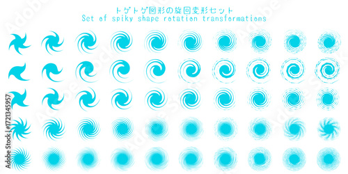 トゲトゲ図形 旋回変形セット ライトブルー〜Spiky Shape Rotation Set Light Blue〜
