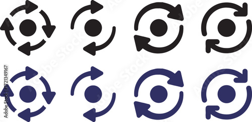 recycle, refresh, repeat, reload, rotation, circular, arrows, icon, set, loop, sync, update, exchange, transfer, movement, cycle, circular arrows, refresh icon, repeat icon, reload icon, rotation icon