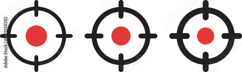 crosshair, target, scope, aim, focus, precision, accuracy, bullseye, red dot, symbol, icon, illustration, graphic, design, black, red, multiple, repetition, alignment, surveillance, targeting, objecti
