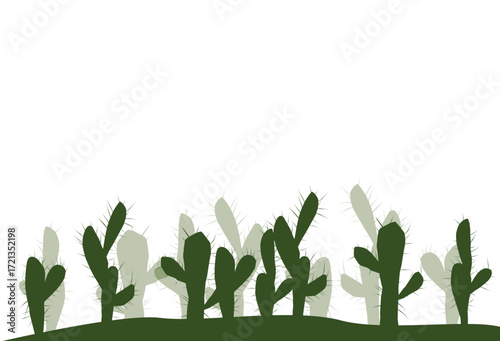Silhouette of cactus illustration with copy space.eps