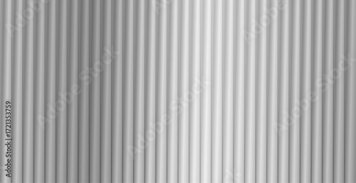 Acrylic satin corrugated glass texture in light gray with soft, blurred ribbed stripes,semi-transparent door or window overlay, resembling a silver reeded polycarbonate sheet with a vertical gradient.