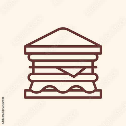 Delicious sandwich icon for fast food menus and restaurant promotions, perfect for lunch and snack advertising, available in modern minimalist style