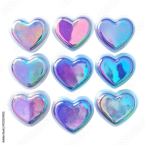 Heart shape hologram sticker png