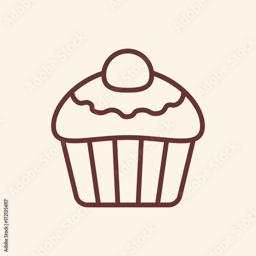 Delightful cupcake outline for birthday celebrations and sweet treat designs, perfect for party invitations or bakery promotions, adding a touch of whimsy