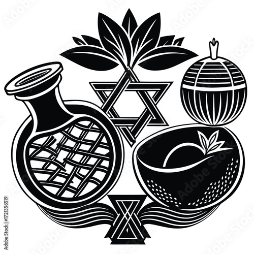 Rosh hashanah symbols, a jewish new year emblem