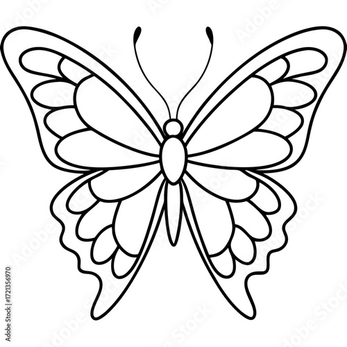 Minimalist Butterfly Outline Vector