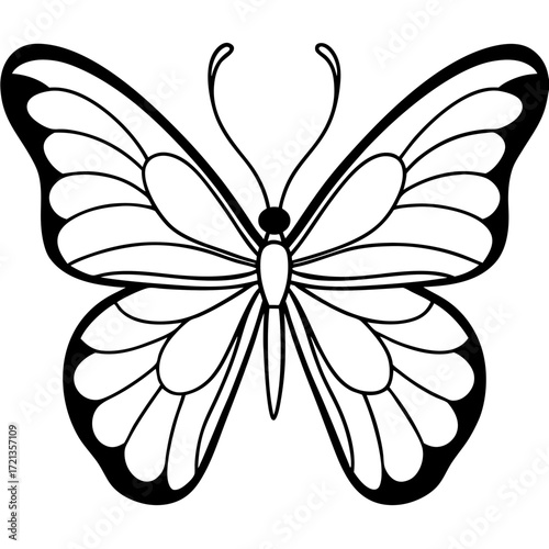 Minimalist Butterfly Outline Vector