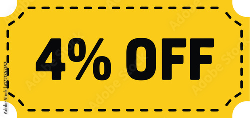 Yellow tag showing a discount of four percent off