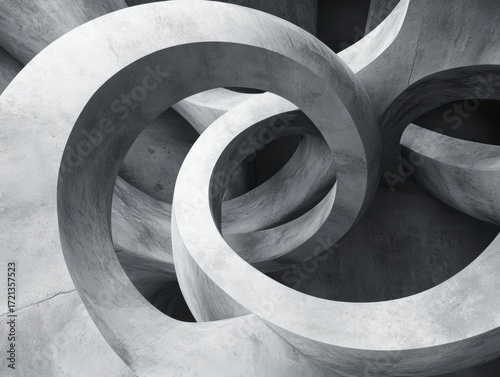 Abstract concrete design featuring intertwined shapes and curves in a modern artistic style