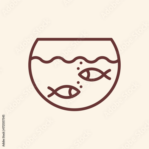 Simple fishbowl icon with two goldfish swimming in peace, perfect for pet store advertising or educational materials about marine life and aquatic pets