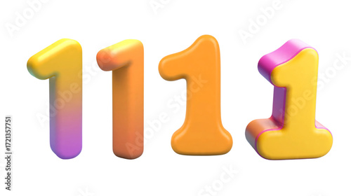 3D vector illustration of number "1"