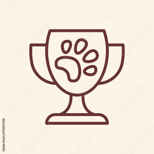 Celebrate Your Furry Friend's Victories with this Adorable Pet Paw Print Trophy Icon for Contests, Awards, and Showcasing Pet Achievements