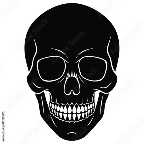 Black and white skull illustration, vector image