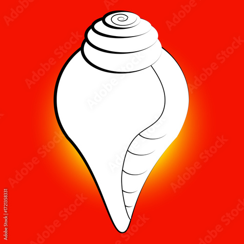 Outline drawing of Sankha, a hindu puja item. Vector illustration EPS 10 File.
