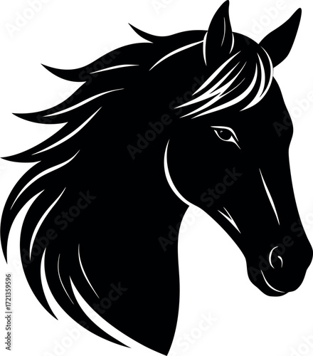 Elegant horse silhouette isolated on transparent background vector design