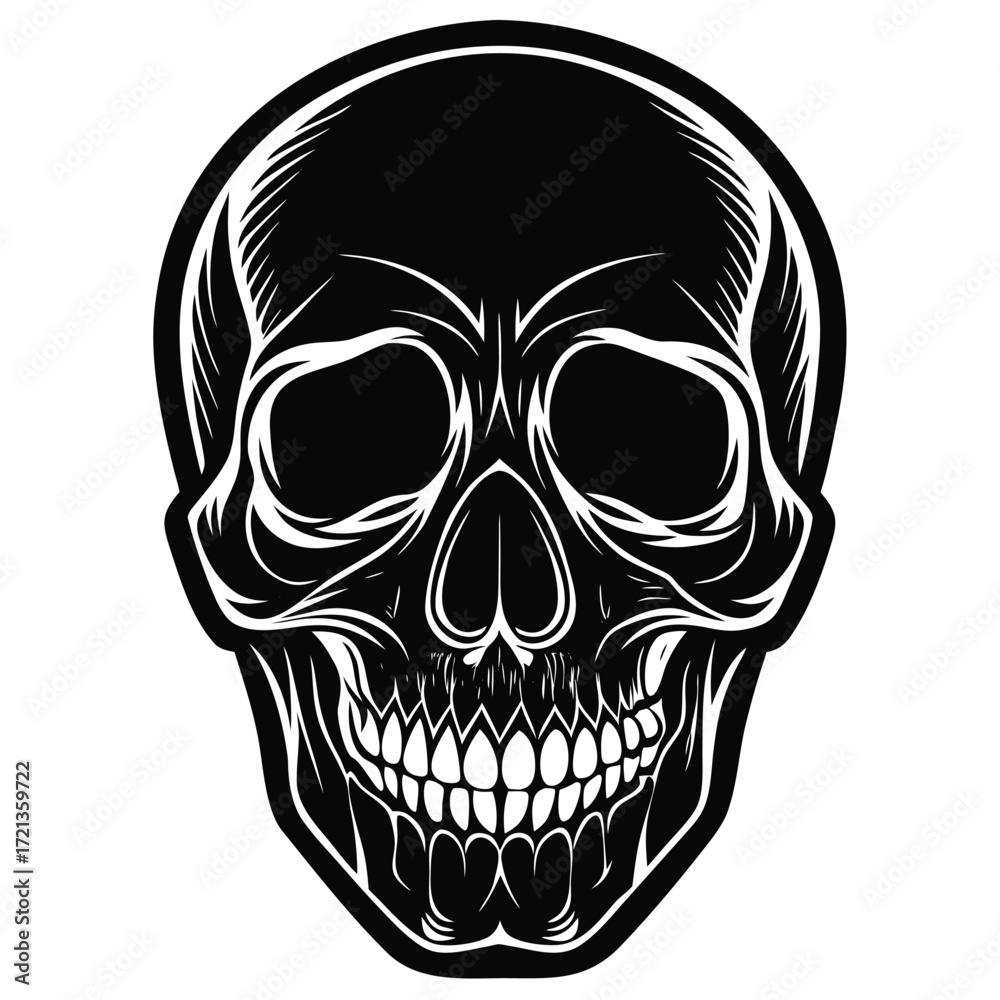 Fototapeta premium Detailed black skull illustration for design use