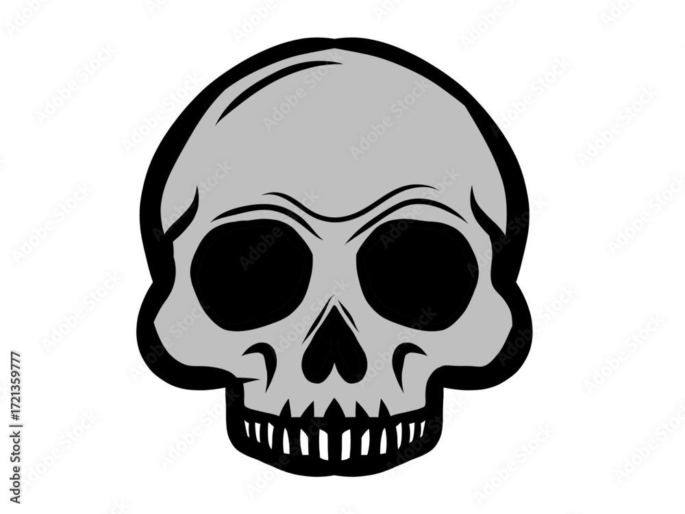 Fototapeta premium Cartoon Skull Vector Illustration for Halloween, Spooky Skeleton Head Clipart Design