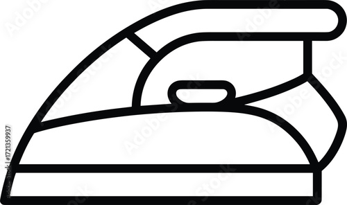 Black and White Iron Icon on White Background Keywords: iron, clothing, laundry, pressing