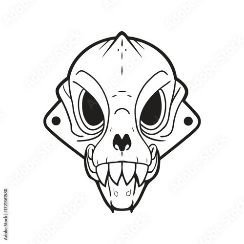 Stylized skull illustration with sharp teeth