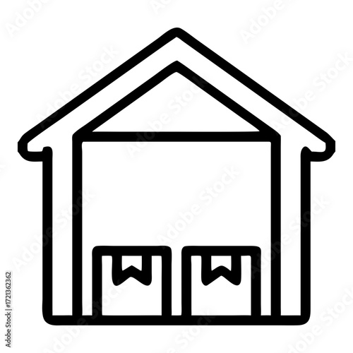 Warehouse with boxes isolated on white background