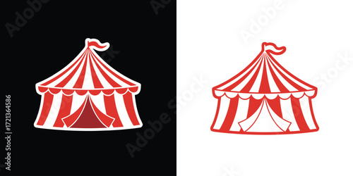 Cheerful Circus Tent Duo Graphic Illustration on Contrasting Backgrounds