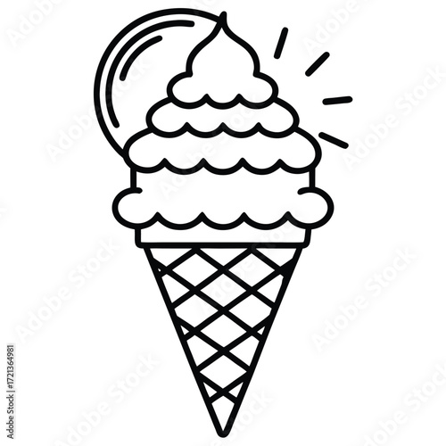 Ice cream cone with a scoop and a bubble