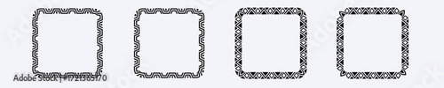 Set of four traditional african tribal circle frames in a monochrome design, perfect for artistic and cultural projects.