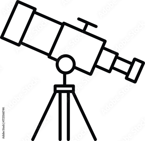 Telescope on a tripod icon for astronomy and stargazing science