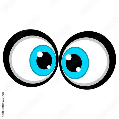 Cartoon eyes staring intently at the viewer with focus.