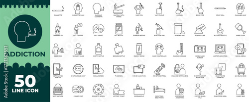 Collection of Addiction Line Icon Set