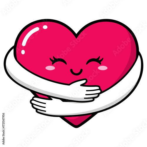 Heart Embracing Itself with Joyful Expression and Love.