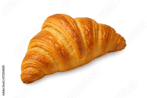 Delicious golden croissant isolated on a transparent background, fresh pastry