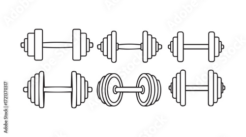 Hand drawn dumbbell set for weightlifting fitness and exercise routines silhouette