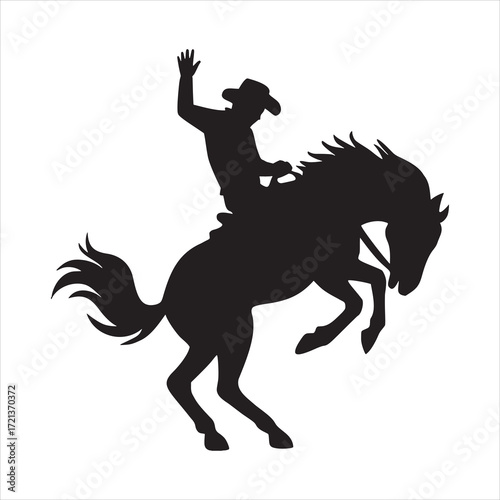 Rodeo cowboy riding horse silhouette isolated illustration image decal design file download