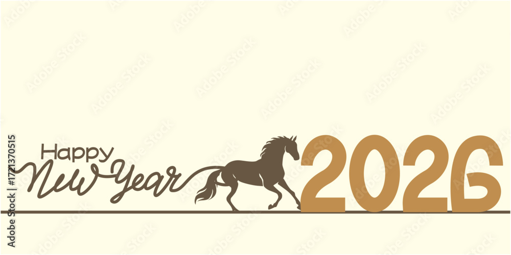 custom made wallpaper toronto digital2026 New year greeting with horse zodiac. Chinese and Japanese New year greeting illustration. Happy new year illustration. Vector illustration.