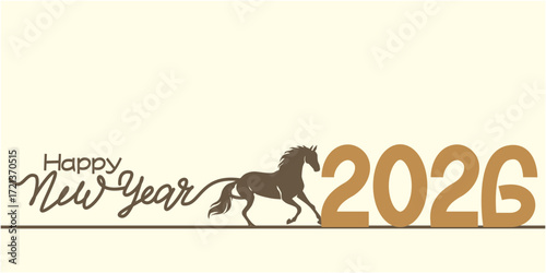 Wallpaper Mural 2026 New year greeting with horse zodiac. Chinese and Japanese New year greeting illustration. Happy new year illustration. Vector illustration. Torontodigital.ca