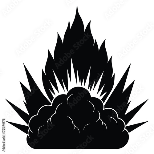 Silhouette of a massive explosion with sharp spikes