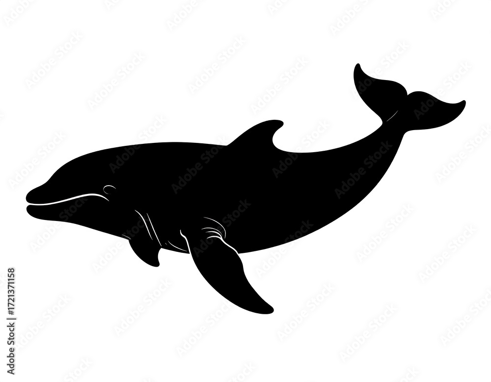 Fototapeta premium Black silhouette of a dolphin