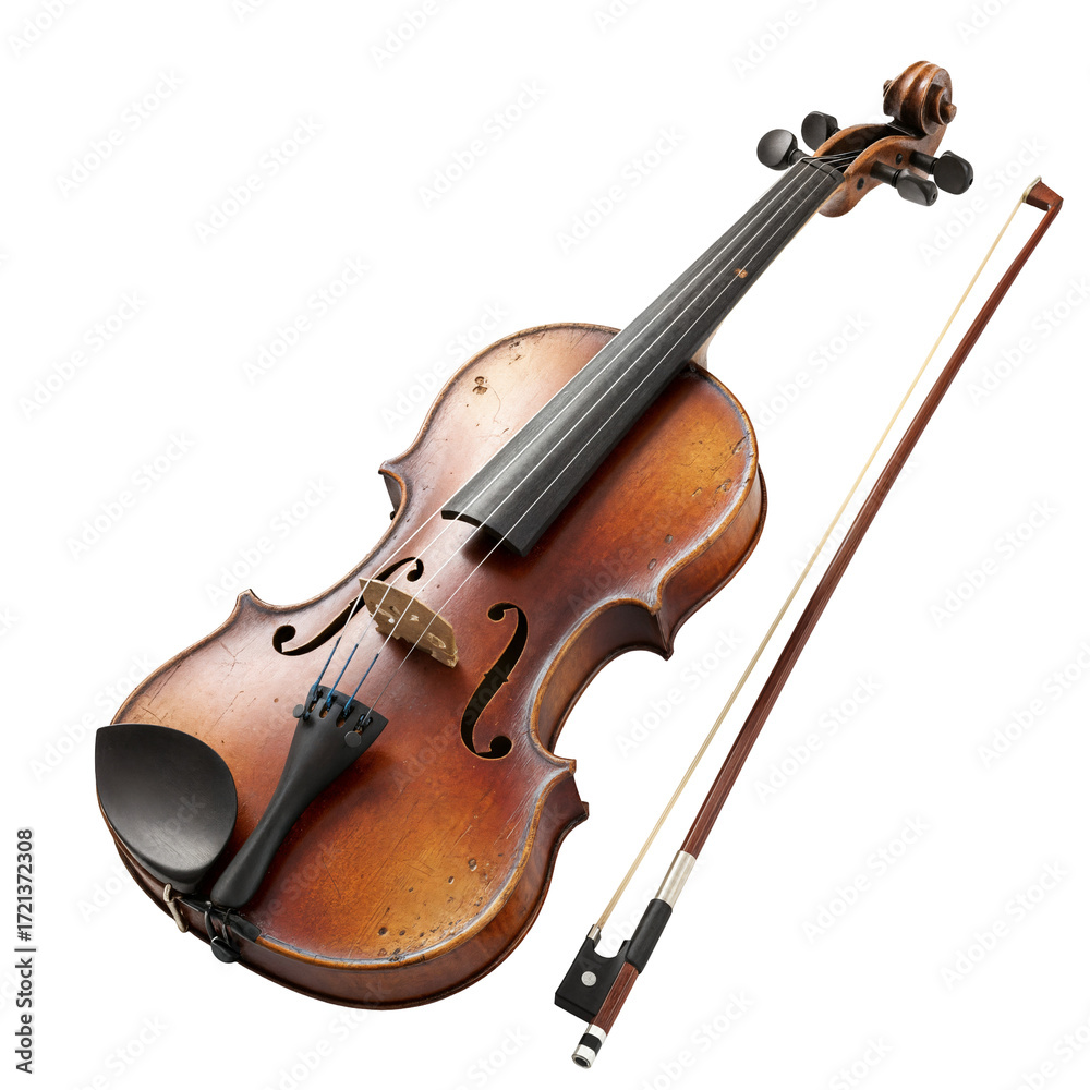 Fototapeta premium violin and bow cut out background