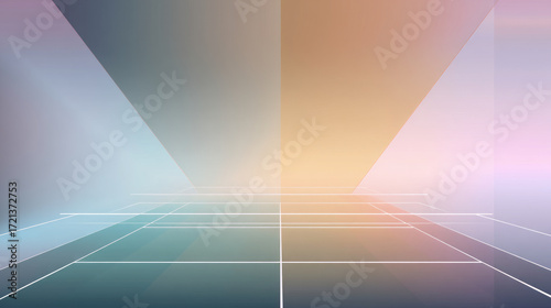 Abstract tennis background for sport game illustration with copy space in minimalist style. Tennis court top view. Ideal for sports events, competitions, poster, background