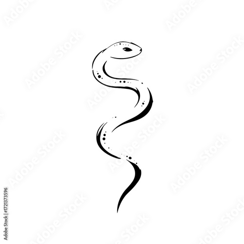 Boa Constrictor. Boa Constrictor simple black and white line art vector logo