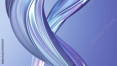 Abstract wave loop animation. 3D rendered background, flowing, fluid, twisted shapes with a metallic and iridescent texture. Smooth light gradient. Elegant live wallpaper and animated footage