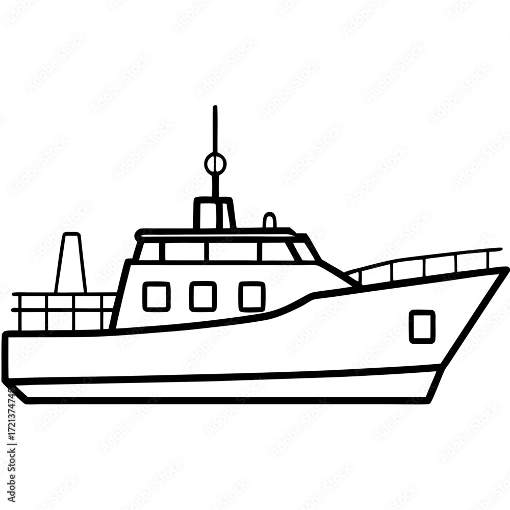 Fototapeta premium Military Patrol Boat Line Vector