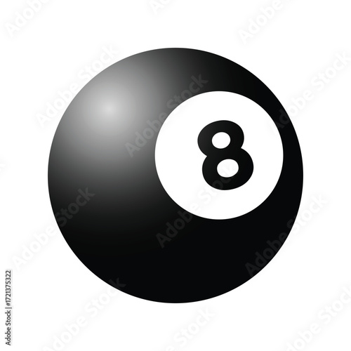 Black billiard eight ball vector gradient